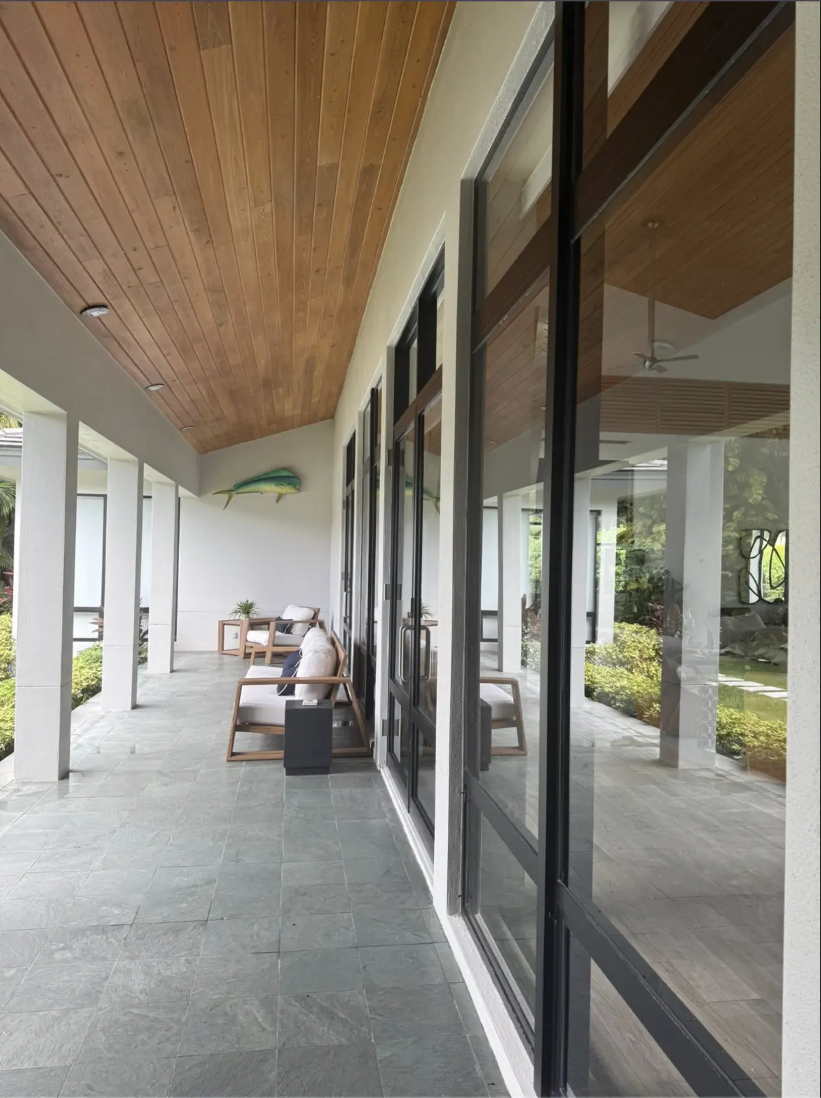 Freshly cleaned glass doors along a Southwest Florida lanai